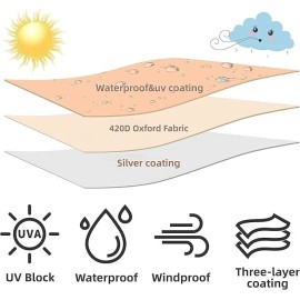 POYEE Umbrella Cover, 420D Waterproof Outdoor Patio Umbrella Cover Coffee - 7.5x11.5' Offset Umbrella, Coffee