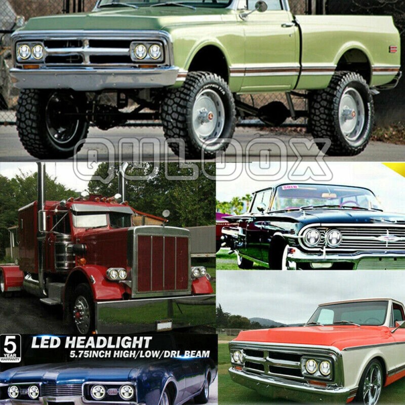 QULOOX For Ford Galaxie 500 1962-1974 4Pcs 5.75" 5-3/4inch Round