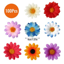 SNSYGN 100 PCS Artificial Flower Heads, Small Artificial Flowers Multi-Color Small Fake Flowers Faux Flowers Sunflowers Heads for DIY Wreath Wedding Craft Party Table Decor, 4cm