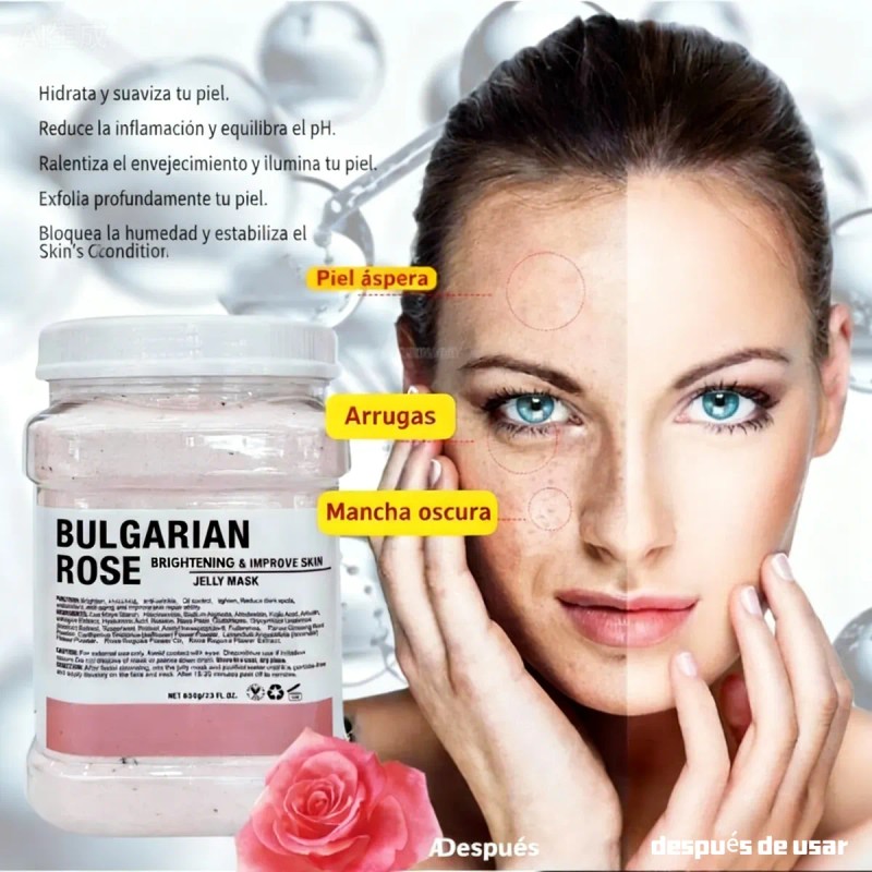 🔥 Jelly mask facial bulgaria rosa 650g mascarilla todo piel