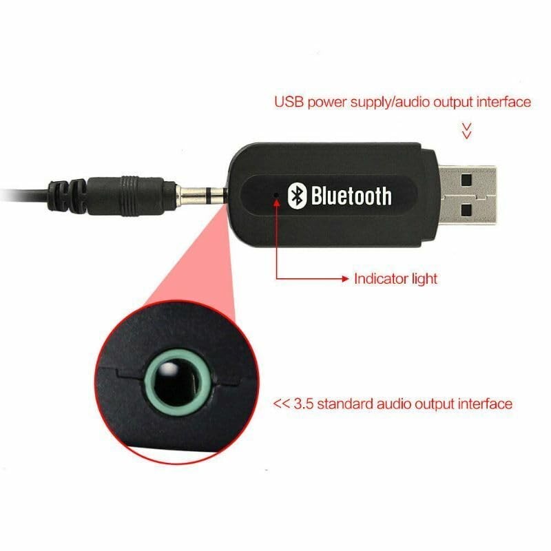3.5mm to USB Bluetooth Receiver Adapter for Seamless Audio Streaming
