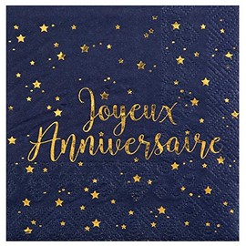 Chal - 20 Napkins Navy and Gold Happy Birthday