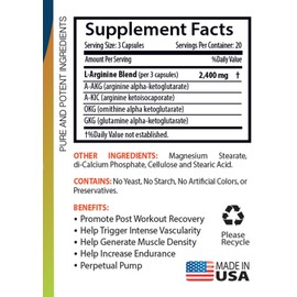 Sport Nutrition & Vitamins Increases Alertness - NITRIC OXIDE 2400mg - Pre Workout 1B