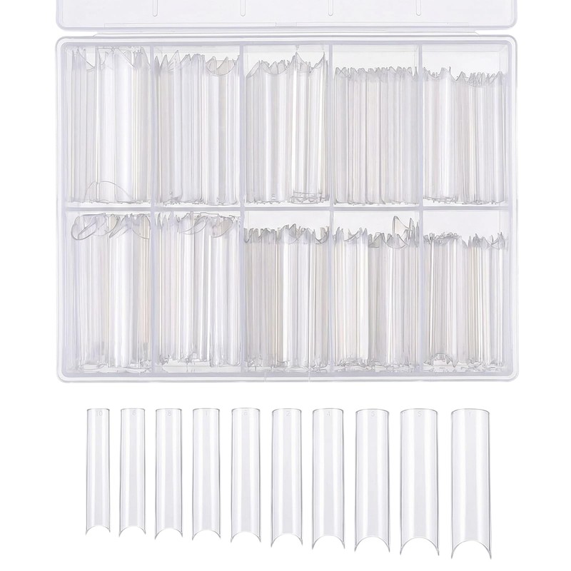 Nivofu 200Pcs Puntas de Uñas Postizas Curvadas en C Largas,