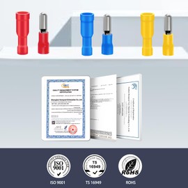 Chanzon 100pcs Bullet Connectors 22-16AWG Terminal Kit Pure Copper Gauge Fully Insulated PVC Wire Splice Connector 50 pcs Male + 50 pcs Female (UL Listed)