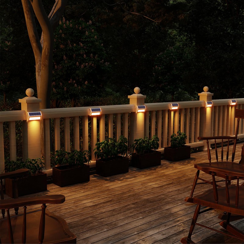 ROSHWEY Solar Deck Lights, 6 Pack 30 LED Stainless Steel