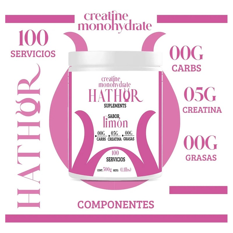 Creatina Monohidratada 500g Hathor En Polvo Varios Sabores