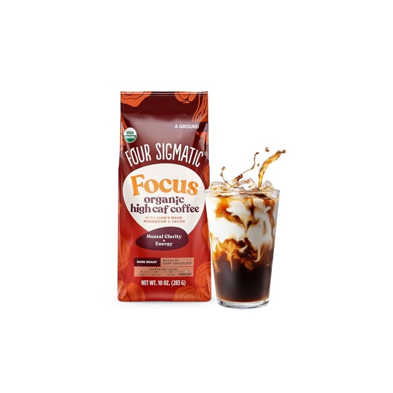 Four Sigmatic Organic High Caffeine Lion's Mane Ground Coffee, 10