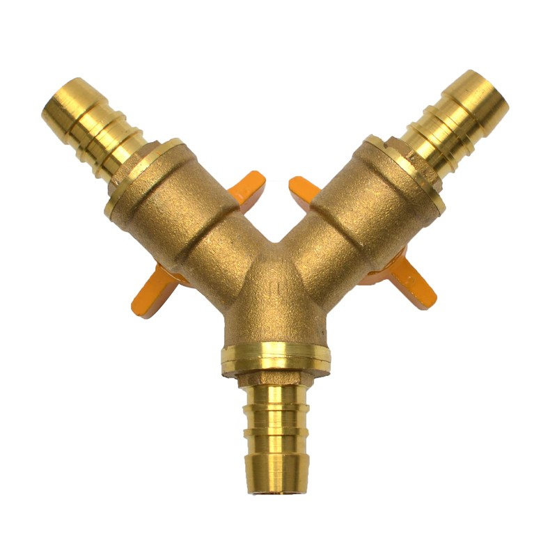 Brass Hose Splitter - 3 Way Shut Off Ball Valve,
