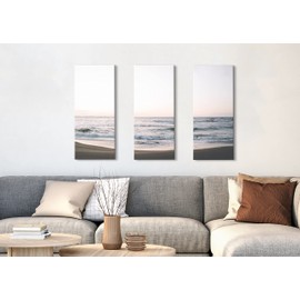 Kate and Laurel California Dreaming Canvas Wall Art Set by Patricia Rae Photography, 3 Piece 12 x 28, Coastal Beach Art for Wall
