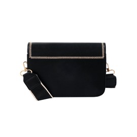 Verdusa Women's Metal Heart Shape Crossbody Bags PU Leather Square Envelope Handbag Black One-Size