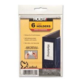 TOPS Cardinal HOLDit! 21830 - Etiquetas autoadhesivas para carpetas (2 3/16 x 4 pulgadas, 6 soportes de etiquetas e inserciones por bolsa, transparente
