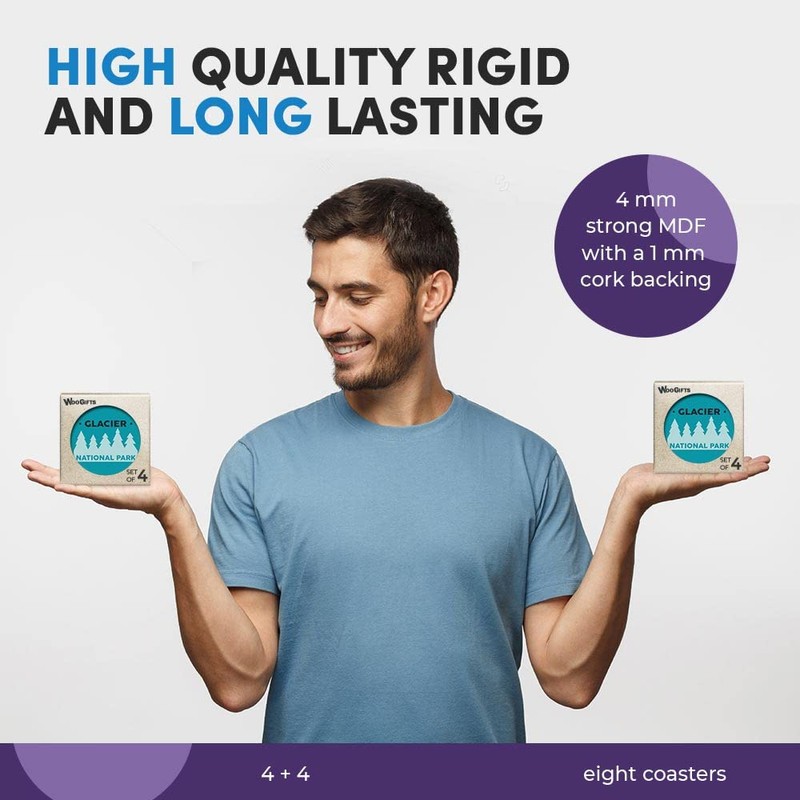 8 x Round Coasters - Glacier National Park USA Cork