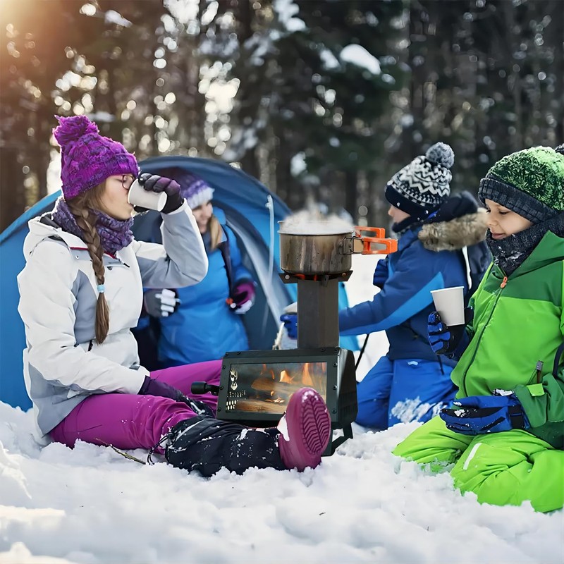 Wood Burning Stove with Fire Window,Portable Tent Stove with 7