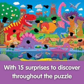 Galt Magic Puzzle Dinosaurs - Fun Colourful 50 Piece Jigsaw Puzzle for Kids, 15 Magical Rub & Reveal Patches - Dino Puzzle with Cute Prehistoric Characters - For Children Ages 4 to 8 Years - 40 x 55cm