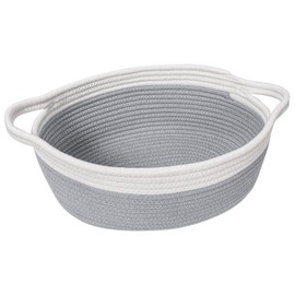 Goodpick Goodpick Small Woven Basket, Storage Basket with Handles, Empty Baskets for Gifts, Woven Basket for Toys, Baby Laundry, Diapers, Towels, Snacks, Dog Toy Basket, Easter Basket, 12"x 8" x 5", Gray