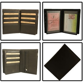 Frédéric Johns - Large Leather Wallet - Extra 24 Card Slots - Wallet - Genuine Leather - ID Case - (Black1), Black (black 1), Classic