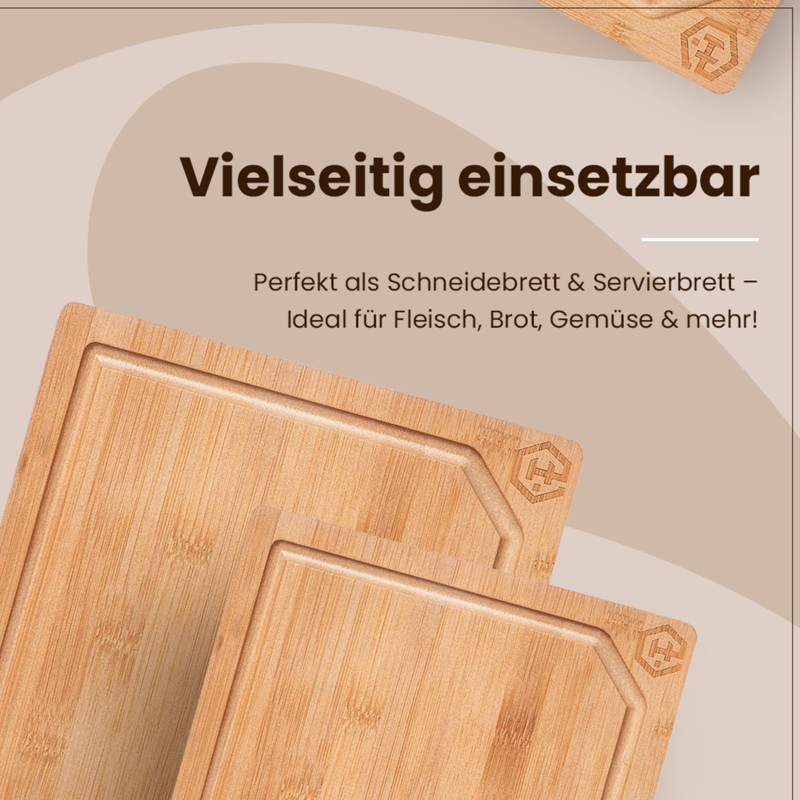 GRANA HOME CHOPPY Robust Bamboo Chopping Board with Juice Groove