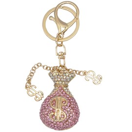 Moydolo Crystal Rhinestone Dollar Sign Keychain Sparkling Money Bag Symbol Key Chain Ring Pendant Charm for Women Girls