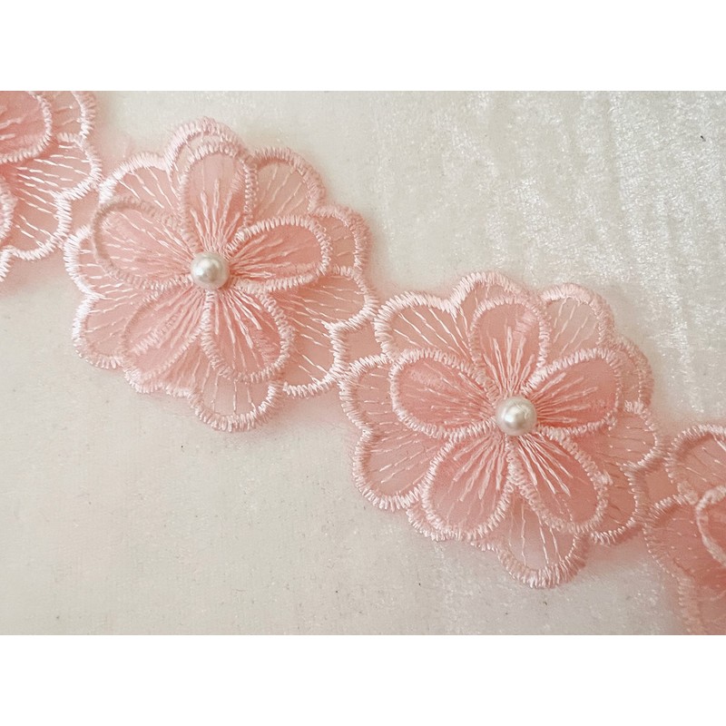 PEPPERLONELY 1 yarda 18 piezas de cinta bordada con flores