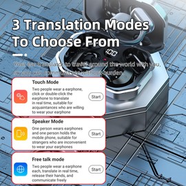Jectse Language Translator Earbuds, 144 Languages Two Way Real Time Translation Device, Bluetooth 5.3 Voice Language Translator with 3 Modes, for Travel Business
