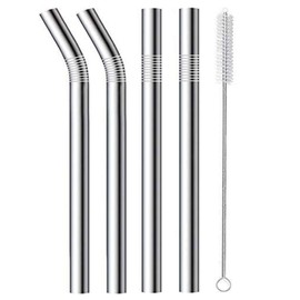 TRHDFW 304 Stainless Steel Straw Drink car Cup 40 oz Extended Straw Color Milk Tea Metal Straw