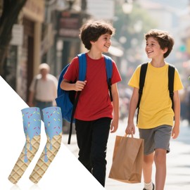 Baseball Compression Sleeve - Outdoor Arm Sleeves | Ice Cream Themed UV Protection Cover Color Matching Elbow Protector for Women Men Hiking Exercise Gardening Travel Indoor Fishing