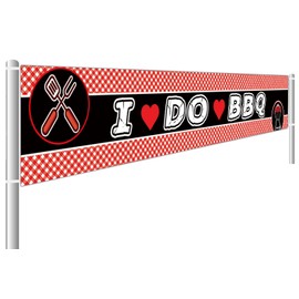 Large I Do BBQ Banner, Birthday Banner, Bridal Shower Banner, Engagement Party Decorations, Wedding Shower, Couples Shower, Bachelorette Party Banner (9.8 x 1.5 feet)