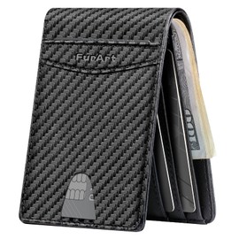 FurArt Credit Card Holder Men's Bifold Wallet RFID Protection Card Case, Carbon fibre black, rfid wallet