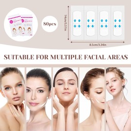 KUMSODE Pack of 80 Lifting Stripes Invisible Facelift Stickers for Women, Facelift Tape, V Shape Face Lift, Conceal Wrinkles, Skin Tightening, Makeup Facelift Tools