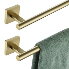 KOKOSIRI Bathroom Towel Bar 32'' Towel Holder for Bath Kitchen Cabinet Towel Rails 32 Inch, 2 Pack Brushed Gold Stainless Steel B4005BG-L32-P2