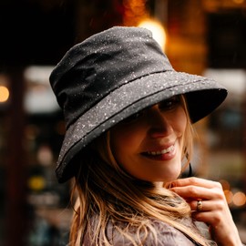 Comhats Foldable Women's Rain Hat Sun Hat Waterproof Hat with Chin Strap UPF50+, 737_Grey (Fleece Lining)