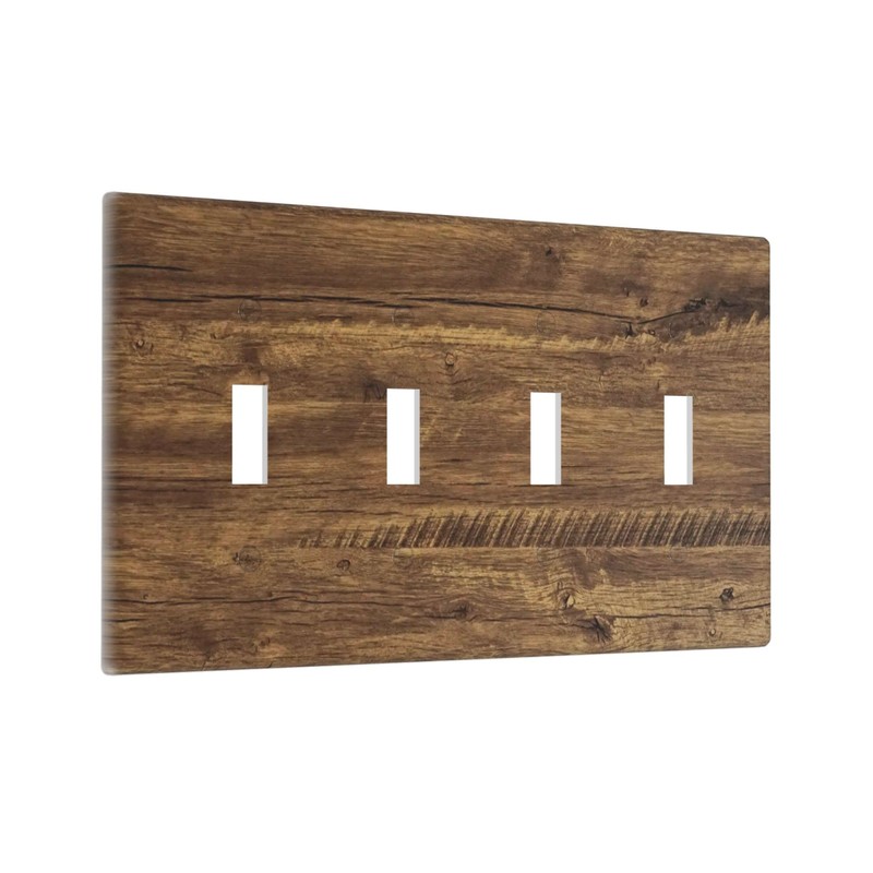 Rustic Farmhouse Quad Light Switch Cover Plate 4 Gang Toggle