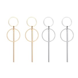 Geometric Double Circle Hoop Dangle Earrings Simple 8 Infinity Knot Bar Tassel Drop Earrings for Women Jewelry, Metal, Rhinestone