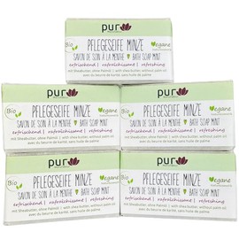 Pack of 5 Care Soap Mint with 5 x 100 g Organic Natural Olive Oil Soap