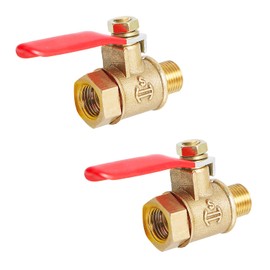 Aopin Ball Valve Brass G 1/8" Female Thread x G 1/8" Male Thread Valve Blocks Water, Oil, Gas Liquids, Vinyl Handle, Suitable for PEX, Copper, HDPE2 Pieces