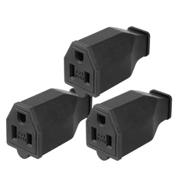 3 Prong Electric Female Plug Replacement 125V 15A 2Pole 3Wire Grounding Female Plug Extension Cord Straight Blade Female Plug 3 Pack (Female Plug)