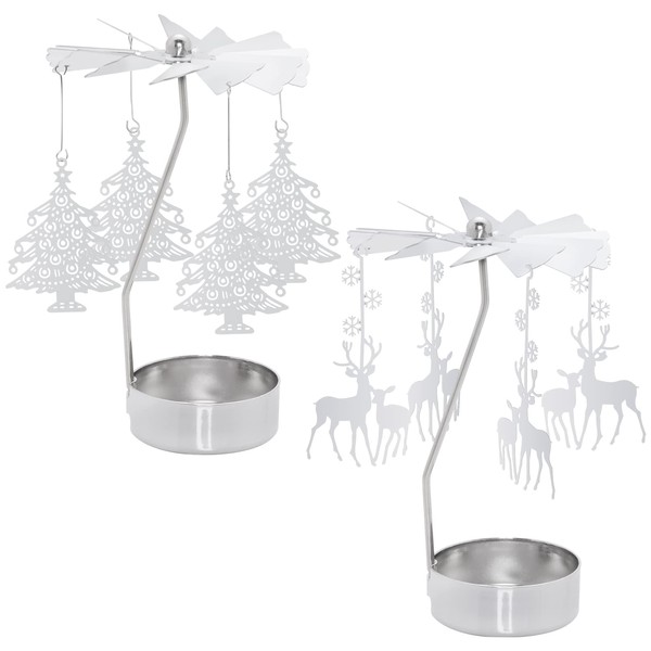 2 Pcs Rotary Candle Holder Spinning Candleholder Christmas Tree &