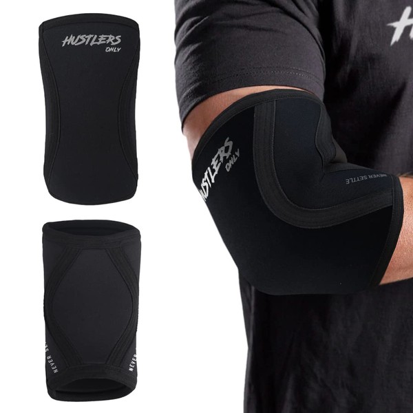 Hustlers Only Elbow Sleeves Weightlifting 5mm Neoprene Compression Elbow Braces