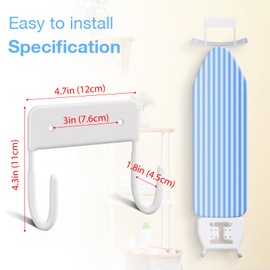 RIUOTA 2 Pack Ironing Board Wall Mount Ironing Board Hanger Wall Mount for Laundry Rooms,White