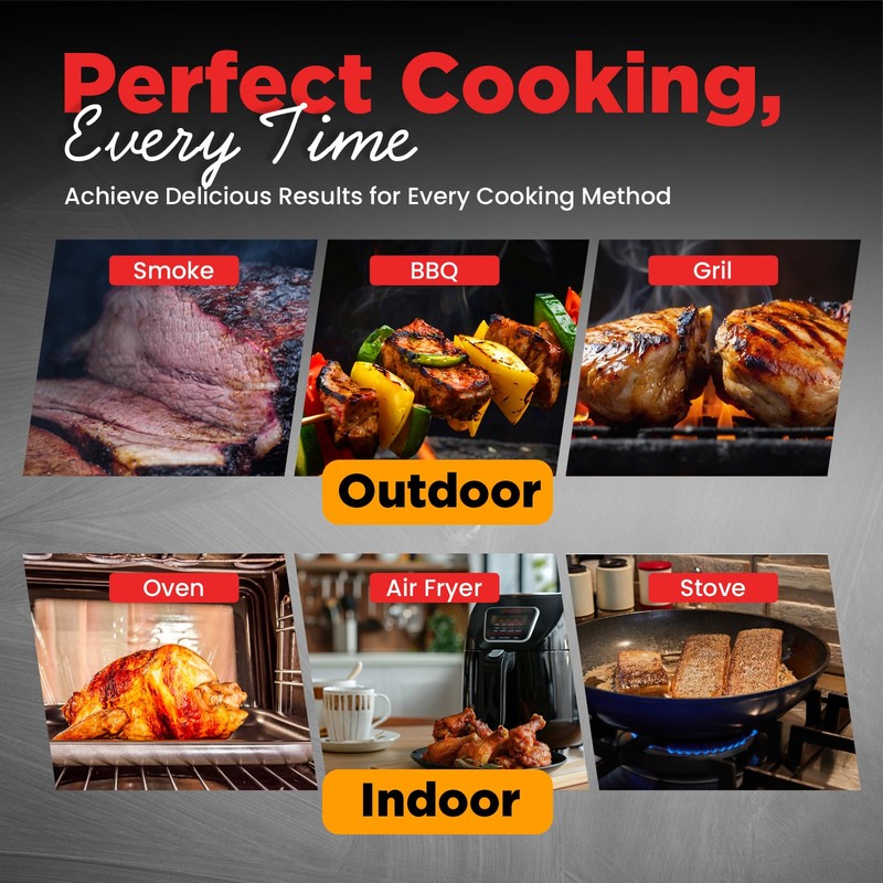 Cookerfy Meat Thermometer Digital Wireless –IP67 Waterproof, 48h Battery Life,