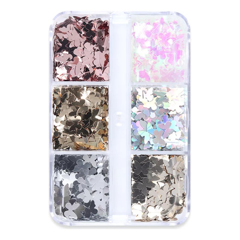 generic 6 Rejillas 3d Para Uñas Con Forma De Mariposa,