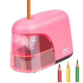 Eagle Electric Pencil Sharpener, Battery Powered Sharpener, LED Light Shinning During Sharpening, Portable, with Reusable and Replaceable Blade, Suitable for Kids, Ideal School Office Supplies (Pink)