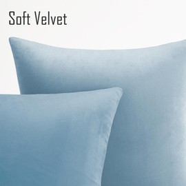 QUORGVES Light Blue Throw Pillows Spring Light Blue Pillow Covers 20x20 Inch Pack of 2 Soft Velvet Square Solid Sky Blue Throw Pillow Cover 20 x 20 Set of 2