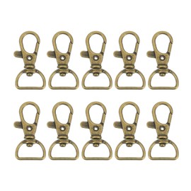 sourcing map 10Pcs Swivel Clasps, 0.63 Inch D Ring Lobster Clasp Claw Metal Push Gate Snap Hook for Purse Making Keychain Belt Strap, Bronze
