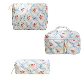 dainslef 3pcs Mini Makeup Organizer Bag, Printed Cosmetic Bag Coquette Aesthetic Toiletry Bag, Travel Make Up Organizer Bag for Women Girls Business Trips Vacations Outdoor Activities