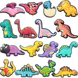 Dinosaur Croc Charms for Boys Kids, 16 PCS Cute Dino Shoe Decoration Pins for Clog, Funny Accessories for Teens Adults Party Favor Gifts