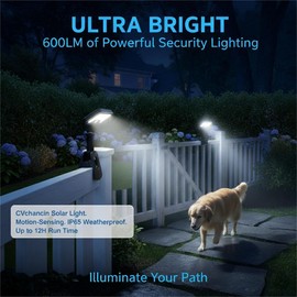 CVchancin Solar Lights Outdoor, 2 Pack Motion Sensor Clip On Lights for Fence Gutter, 92 LED 600LM IP65 Waterproof Security Lights, Solar Powered Motion Activated Light for Deck Patio Yard