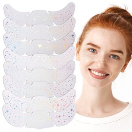 LXUEJIE 16 PCS Face Makeup Patches, Sparkle Freckles Temporary Face Tattoos for Teenagers & Young Women, 8 Patterns Waterproof Long Lasting Face Glitter Fake Freckles Sticker for Festival Rave
