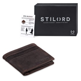 STILORD 'Cooper' RFID Leder Brieftasche Herren Vintage Portemonnaie Männer mit Ausweisfach und Ausleseschutz in Schwarzer Geschenkbox - Herren-Geldbörse Echt-Leder, Farbe:dunkel - braun